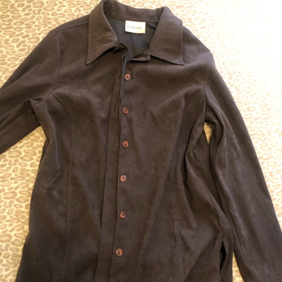 Brown suede button up - Picture 2 of 4